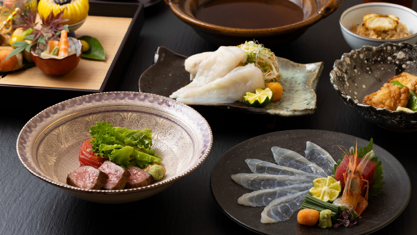 ご接待・ご会食に最適【一人ひと鍋】黒毛和牛ステーキとふぐしゃぶ会席11-12月限定販売